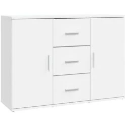 Credenza Bianca 91x29,5x65 Cm In Legno Multistrato VidaXL