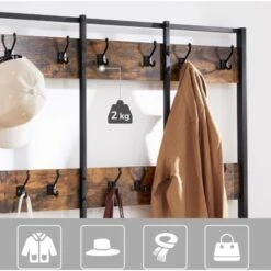 Songmics VASAGLE Appendiabiti Con Scarpiera Panca In Stile Industriale, Attaccapanni Con 12 Ganci E Ripiani, Scaffale Multifunzionale Per Corridoio, Ufficio, Camera Da Letto, Struttura In Ferro, 100kg, Da SONG -Vendite HOMCOM || VIDAXL || Songmics 96922796 4