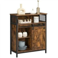 Vendite HOMCOM || VIDAXL || Songmics 19 VASAGLE Armadietto, Credenza Con Anta Scorrevole, Scomparto Aperto, Ripiano Regolabile, Industriale, Per Corridoio, Soggiorno, Cucina, Studio, Marrone Vintage E Nero Da SONGMICS