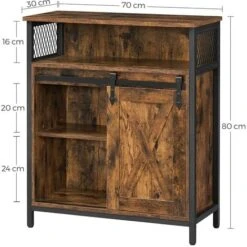 VASAGLE Armadietto, Credenza Con Anta Scorrevole, Scomparto Aperto, Ripiano Regolabile, Industriale, Per Corridoio, Soggiorno, Cucina, Studio, Marrone Vintage E Nero Da SONGMICS -Vendite HOMCOM || VIDAXL || Songmics 96922825 5 1