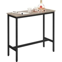 Songmics VASAGLE Tavolo Da Bar Rettangolare Stretto, Tavolo Da Cucina, Tavolo Da Pranzo Alto, Robusto Telaio In Metallo, 100 X 40 X 90 Cm, Facile Da Assemblare, Greige E Nero