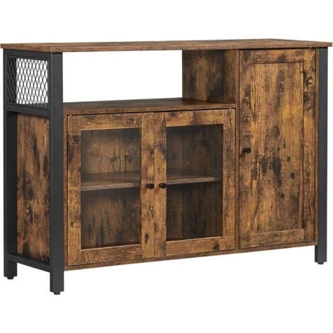 VASAGLE Mobiletto Multiuso, Armadietto, Credenza A 3 Ante, Per Cucina, Sala Da Pranzo, Salotto, 110 X 33 X 75 Cm, Stile Industriale, Marrone Vintage E Nero Da SONGMICS 3 VASAGLE Mobiletto Multiuso, Armadietto, Credenza A 3 Ante, Per Cucina, Sala Da Pranzo, Salotto, 110 X 33 X 75 Cm, Stile Industriale, Marrone Vintage E Nero Da SONGMICS