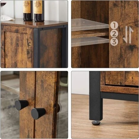 VASAGLE Mobiletto Multiuso, Armadietto, Credenza A 3 Ante, Per Cucina, Sala Da Pranzo, Salotto, 110 X 33 X 75 Cm, Stile Industriale, Marrone Vintage E Nero Da SONGMICS 5 VASAGLE Mobiletto Multiuso, Armadietto, Credenza A 3 Ante, Per Cucina, Sala Da Pranzo, Salotto, 110 X 33 X 75 Cm, Stile Industriale, Marrone Vintage E Nero Da SONGMICS - immagine 3