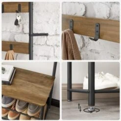 Songmics VASAGLE Appendiabiti, Attaccapanni Da Entrata, Con Panca Scarpiera, Ripiani Portaoggetti, Ganci, Struttura In Acciaio Opaco, Altezza Di 175 Cm, In Stile Industriale, Noce Medio E Nero 10 Songmics VASAGLE Appendiabiti, Attaccapanni Da Entrata, Con Panca Scarpiera, Ripiani Portaoggetti, Ganci, Struttura In Acciaio Opaco, Altezza Di 175 Cm, In Stile Industriale, Noce Medio E Nero -Vendite HOMCOM || VIDAXL || Songmics 96923200 4