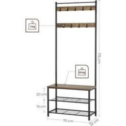 Songmics VASAGLE Appendiabiti, Attaccapanni Da Entrata, Con Panca Scarpiera, Ripiani Portaoggetti, Ganci, Struttura In Acciaio Opaco, Altezza Di 175 Cm, In Stile Industriale, Noce Medio E Nero 11 Songmics VASAGLE Appendiabiti, Attaccapanni Da Entrata, Con Panca Scarpiera, Ripiani Portaoggetti, Ganci, Struttura In Acciaio Opaco, Altezza Di 175 Cm, In Stile Industriale, Noce Medio E Nero -Vendite HOMCOM || VIDAXL || Songmics 96923200 5