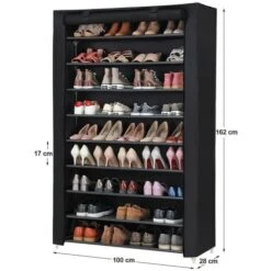 Songmics Scarpiera Armadio A 10 Ripiani, Capacità Fino A 54 Paia Di Scarpe, Portascarpe Mobiletto Guardaroba In Acciaio Tessuto Nero 162 X 100 X 28cm 11 Songmics Scarpiera Armadio A 10 Ripiani, Capacità Fino A 54 Paia Di Scarpe, Portascarpe Mobiletto Guardaroba In Acciaio Tessuto Nero 162 X 100 X 28cm -Vendite HOMCOM || VIDAXL || Songmics 96923239 5