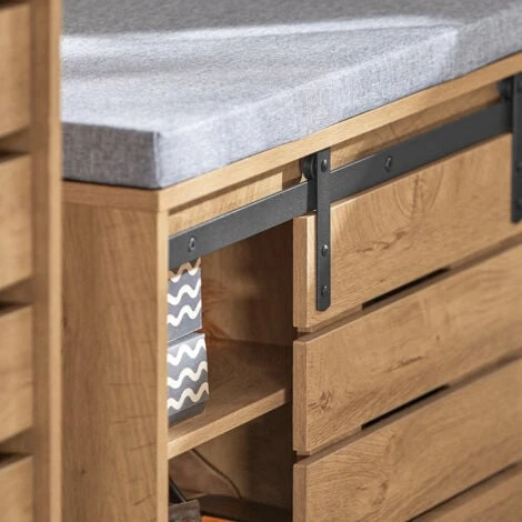 Scarpiera Con Ante Scorrevoli Scarpiera Con Porta Fienile, Portascarpe Con Cuscino Stile Vintage L80xP35xA48cm Naturale FSR120-N SoBuy 5 Scarpiera Con Ante Scorrevoli Scarpiera Con Porta Fienile, Portascarpe Con Cuscino Stile Vintage L80xP35xA48cm Naturale FSR120-N SoBuy - immagine 3