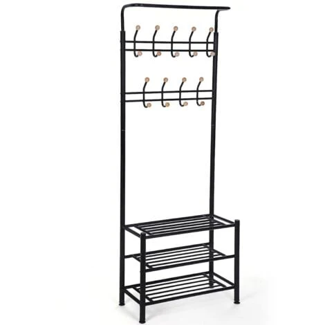 Songmics Stand Appendiabiti Nero Attaccapanni Con Scarpiera A 3 Ripiani Porta Abiti Per Ingresso Altezza 187cm Nero 3 Songmics Stand Appendiabiti Nero Attaccapanni Con Scarpiera A 3 Ripiani Porta Abiti Per Ingresso Altezza 187cm Nero