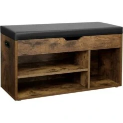 VASAGLE Panca Scarpiera, Panchina Con Seduta Imbottita, 3 Scomparti E 1 Contenitore, Portascarpe, Soggiorno Salotto Corridoio Camera Da Letto, Capacità Di Carico Di 150 Kg, Marrone Vintage Da SONGMICS