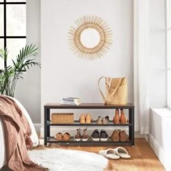 VASAGLE Panca Scarpiera, Scaffale Portascarpe A 2 Ripiani, Organizzatore Per Scarpe, 100 X 30 X 45 Cm, Ingresso Salotto Camera, Acciaio, Stile Industriale, Marrone Vintage E Nero Da SONGMICS -Vendite HOMCOM || VIDAXL || Songmics 97056883 2