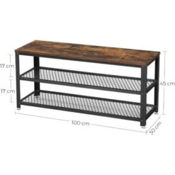 VASAGLE Panca Scarpiera, Scaffale Portascarpe A 2 Ripiani, Organizzatore Per Scarpe, 100 X 30 X 45 Cm, Ingresso Salotto Camera, Acciaio, Stile Industriale, Marrone Vintage E Nero Da SONGMICS -Vendite HOMCOM || VIDAXL || Songmics 97056883 5