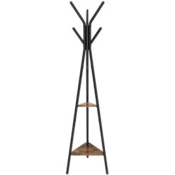 Songmics Appendiabiti Vintage, Appendiabiti Ad Albero, Stand Autoportante, Stile Industriale, Con 2 Ripiani, Per Vestiti, Cappelli, Borse, Nero, Vintage,