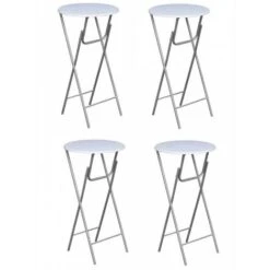 Tavoli Da Bar Set 4 Pz Con Ripiano In MDF Bianco