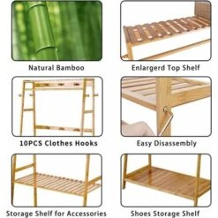 Appendiabiti Stender Attaccapanni In Bambù Da Terra Portabiti Con 2 Ripiani 11 Appendiabiti Stender Attaccapanni In Bambù Da Terra Portabiti Con 2 Ripiani -Vendite HOMCOM || VIDAXL || Songmics 97220525 5