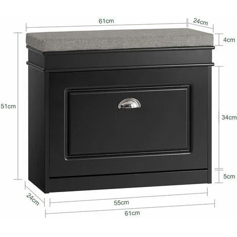 Mobili Per Scarpe Serie Scarpiere 1 Anta 1 Cuscino SoBuy 60x24x51cm Nero FSR82-K-SCH 4 Mobili Per Scarpe Serie Scarpiere 1 Anta 1 Cuscino SoBuy 60x24x51cm Nero FSR82-K-SCH - immagine 2