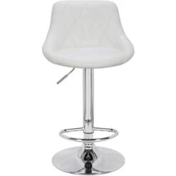 Set 2 Sgabelli Cucina Seduta Pelle Imbottita Sgabello Girevole Casa Bar Bianco -Vendite HOMCOM || VIDAXL || Songmics 97314859 3