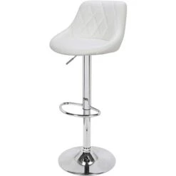 Set 2 Sgabelli Cucina Seduta Pelle Imbottita Sgabello Girevole Casa Bar Bianco -Vendite HOMCOM || VIDAXL || Songmics 97314859 5