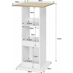 WOLTU Tavolo Da Bar Quadrato. Tavolino Alto E Stretto Con 3 Ripiani. Tavolo Alto Da Cucina. Sala Da Pranzo. Bistrot. In Truciolare. 60x60x112cm. Legno Chiaro E Bianco -Vendite HOMCOM || VIDAXL || Songmics 97477591 3