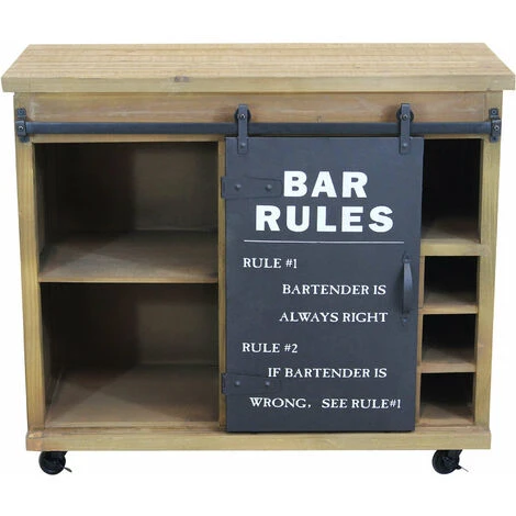 Mobile Credenza Madia Da Interno Bar In Acciaio E Legno Con Ruote Scomparto A 12 Posti Per Bottiglie E Anta Scorrevole No Rules 7 Mobile Credenza Madia Da Interno Bar In Acciaio E Legno Con Ruote Scomparto A 12 Posti Per Bottiglie E Anta Scorrevole No Rules - immagine 5