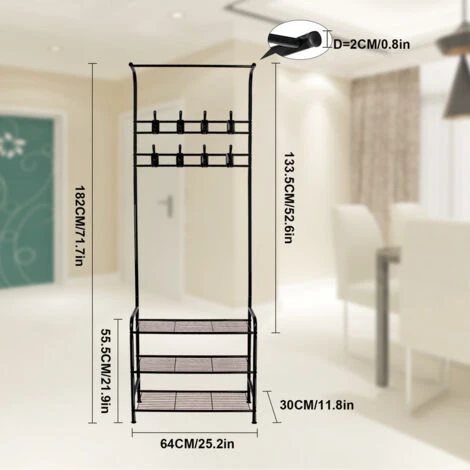 Bigzzia Appendiabiti 3 In 1 Metallo Con 16 Ganci Rimovibili, Appendiabiti Per Scarpe, Vestiti, Ombrello, Nero 4 Bigzzia Appendiabiti 3 In 1 Metallo Con 16 Ganci Rimovibili, Appendiabiti Per Scarpe, Vestiti, Ombrello, Nero - immagine 2