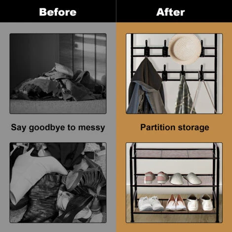 Bigzzia Appendiabiti 3 In 1 Metallo Con 16 Ganci Rimovibili, Appendiabiti Per Scarpe, Vestiti, Ombrello, Nero 5 Bigzzia Appendiabiti 3 In 1 Metallo Con 16 Ganci Rimovibili, Appendiabiti Per Scarpe, Vestiti, Ombrello, Nero - immagine 3