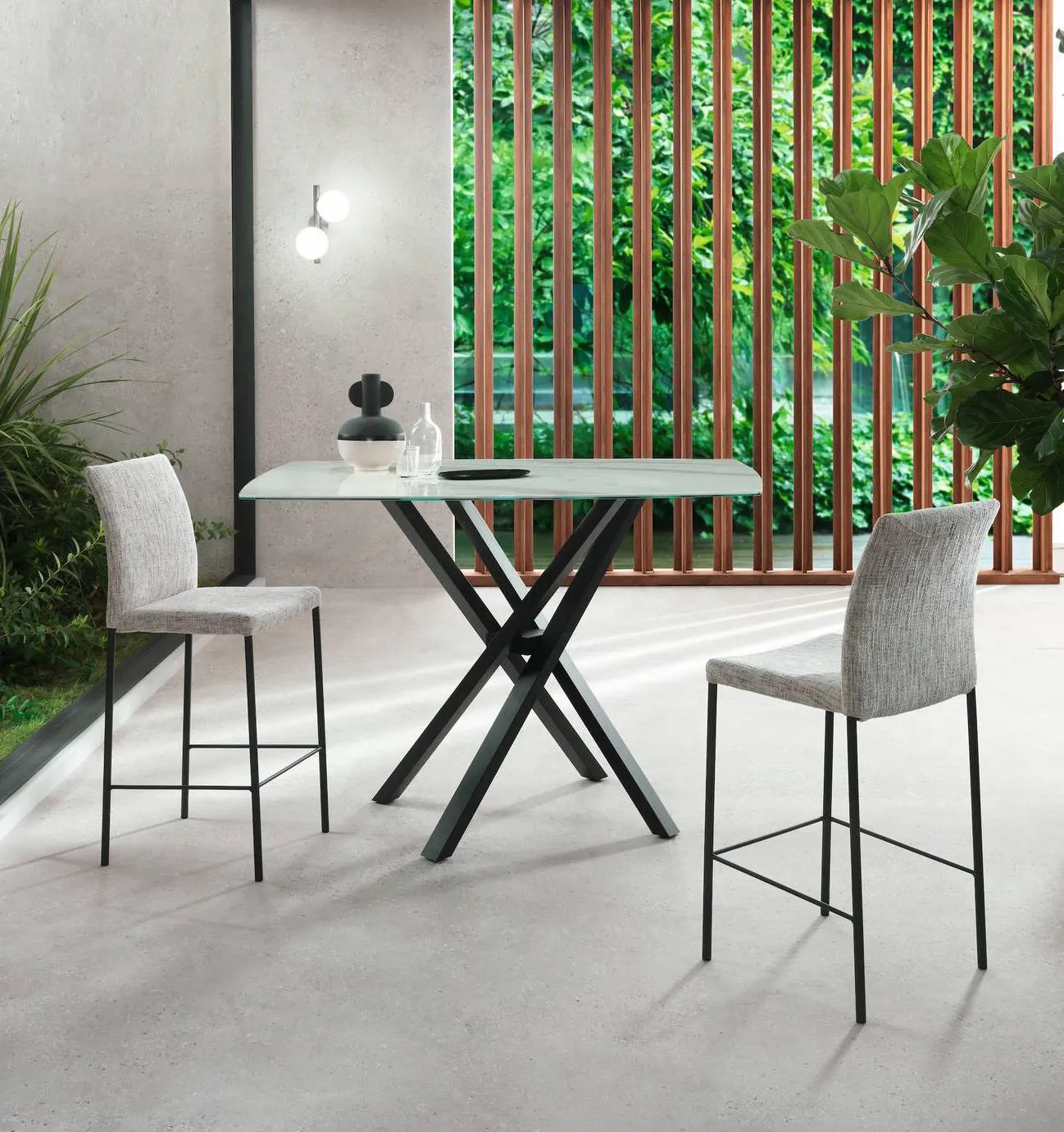 Vendite HOMCOM || VIDAXL || Songmics -Vendite HOMCOM || VIDAXL || Songmics tavolo alto piano quadrato ceramica bianco statuario lucido gambe incrociate alluminio verniciato grigio shangai snack riflessi